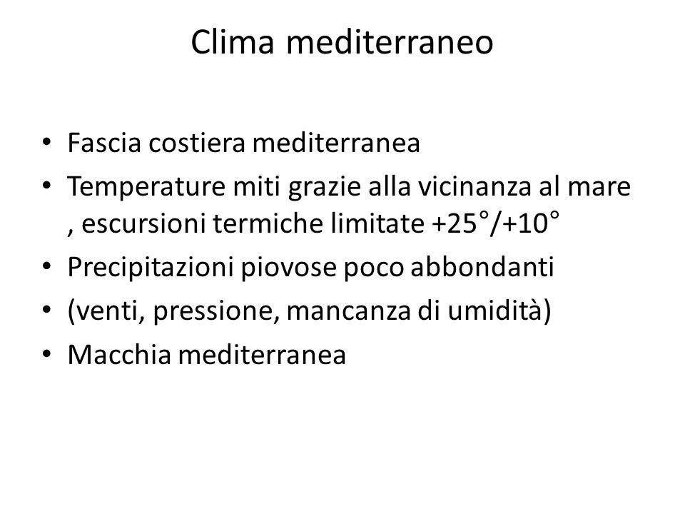 Clima mediterraneo Fascia costiera mediterranea