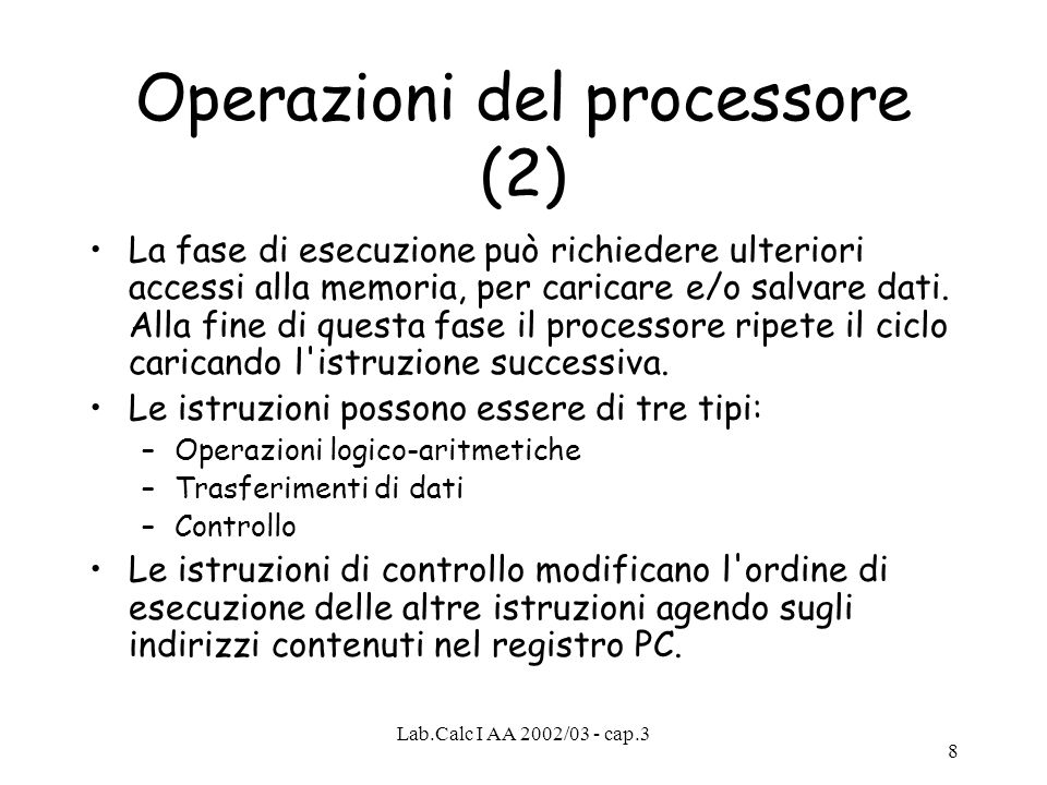 Operazioni del processore (2)