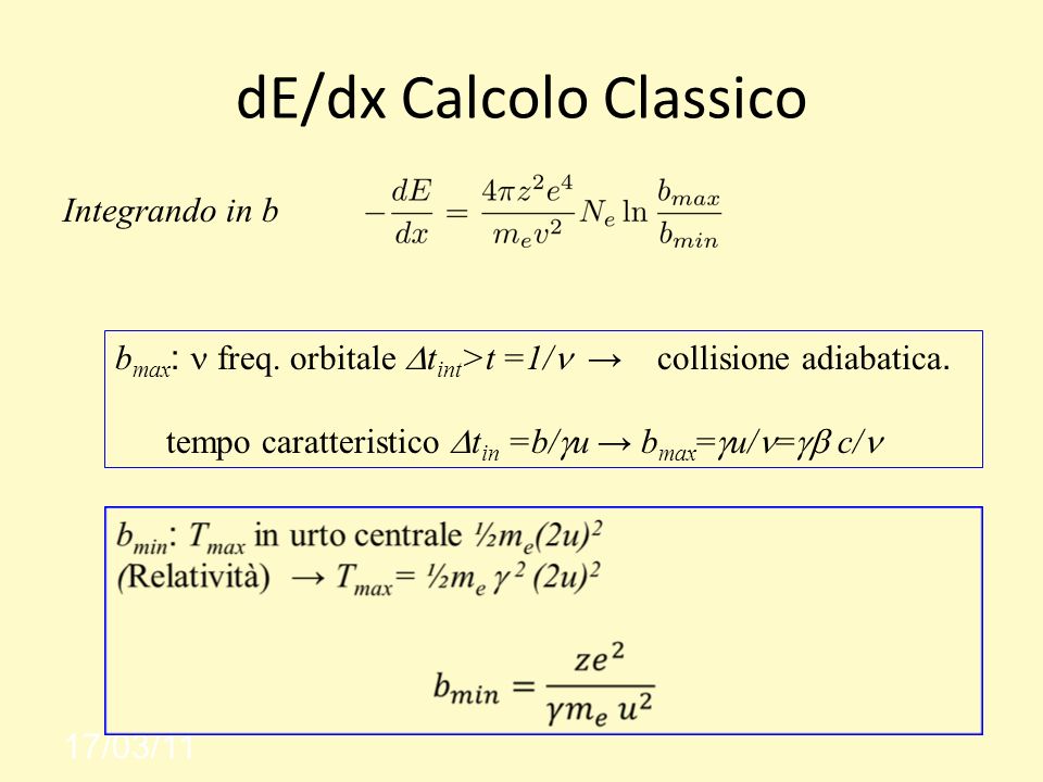 dE/dx Calcolo Classico