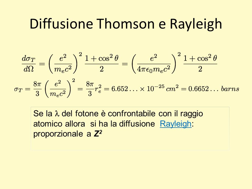 Diffusione Thomson e Rayleigh