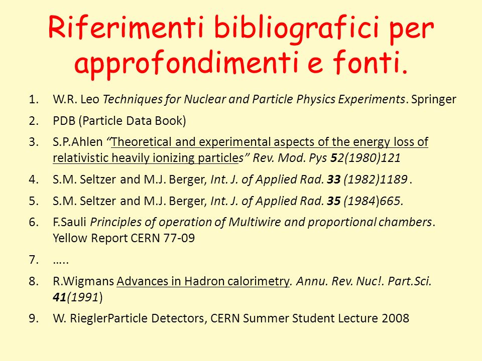 Riferimenti bibliografici per approfondimenti e fonti.