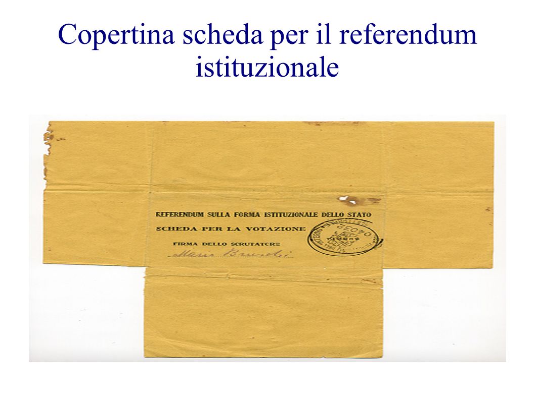 Copertina scheda per il referendum istituzionale