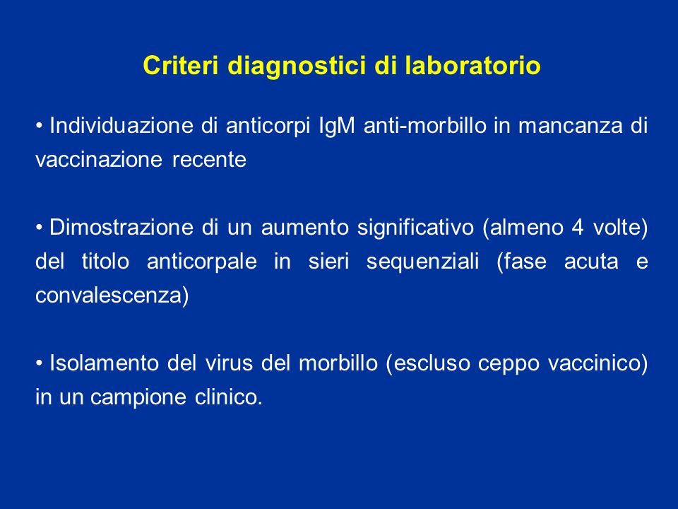 Criteri diagnostici di laboratorio