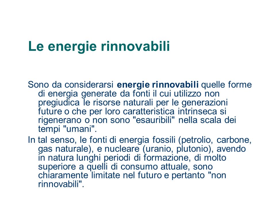 Le energie rinnovabili