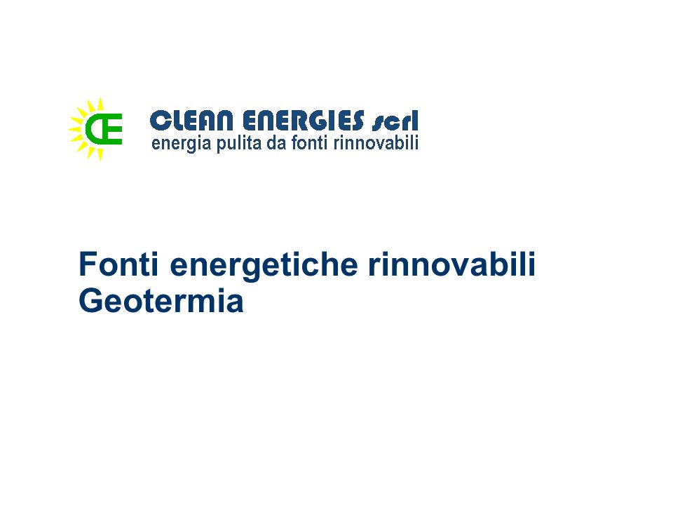 Fonti energetiche rinnovabili Geotermia