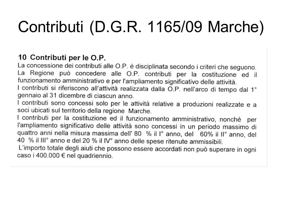 Contributi (D.G.R. 1165/09 Marche)