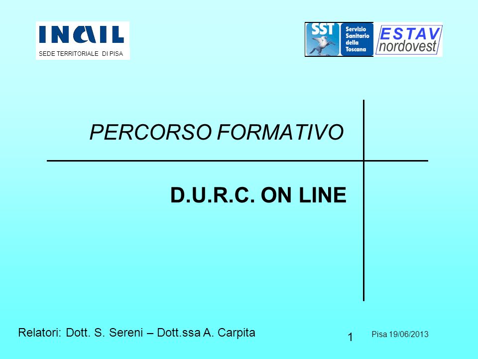 PERCORSO FORMATIVO D.U.R.C. ON LINE
