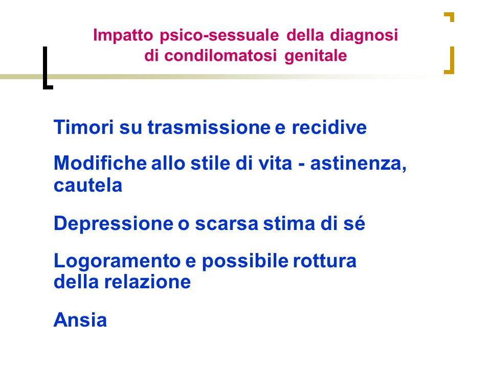 Impatto psico-sessuale della diagnosi di condilomatosi genitale