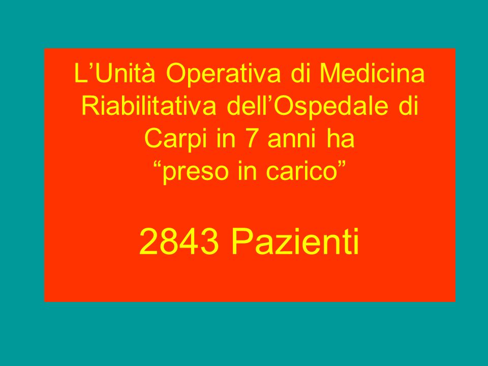 L’Unità Operativa di Medicina Riabilitativa dell’Ospedale di Carpi in 7 anni ha preso in carico 2843 Pazienti