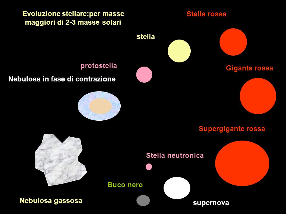 Evoluzione stellare:per masse maggiori di 2-3 masse solari
