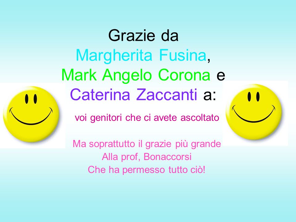 Grazie da Margherita Fusina, Mark Angelo Corona e Caterina Zaccanti a: