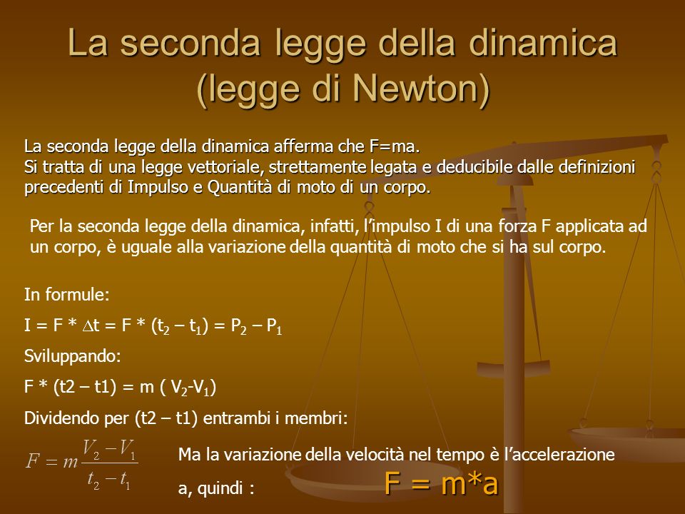 La seconda legge della dinamica (legge di Newton)