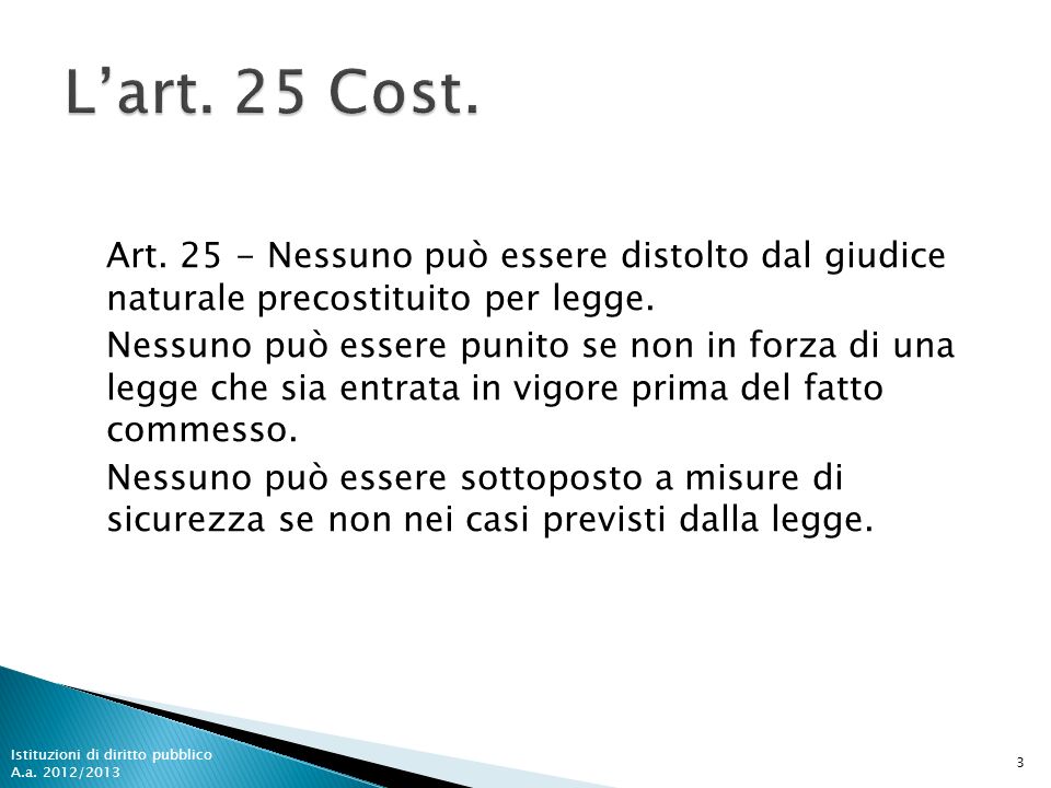 L’art. 25 Cost.