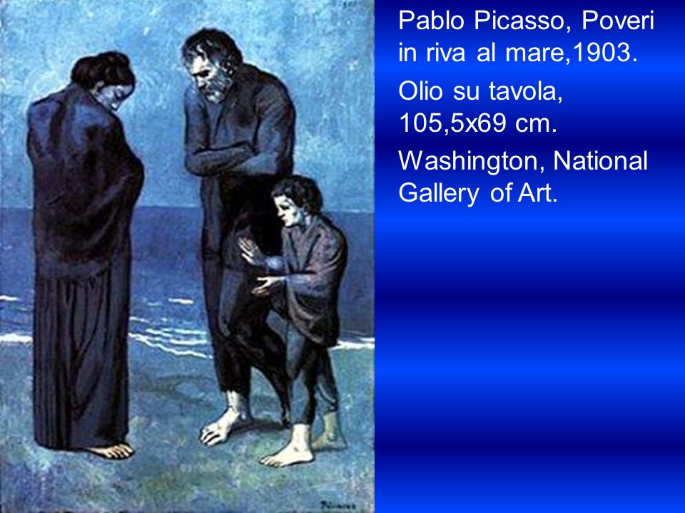Pablo Picasso, Poveri in riva al mare,1903. Olio su tavola, 105,5x69 cm.