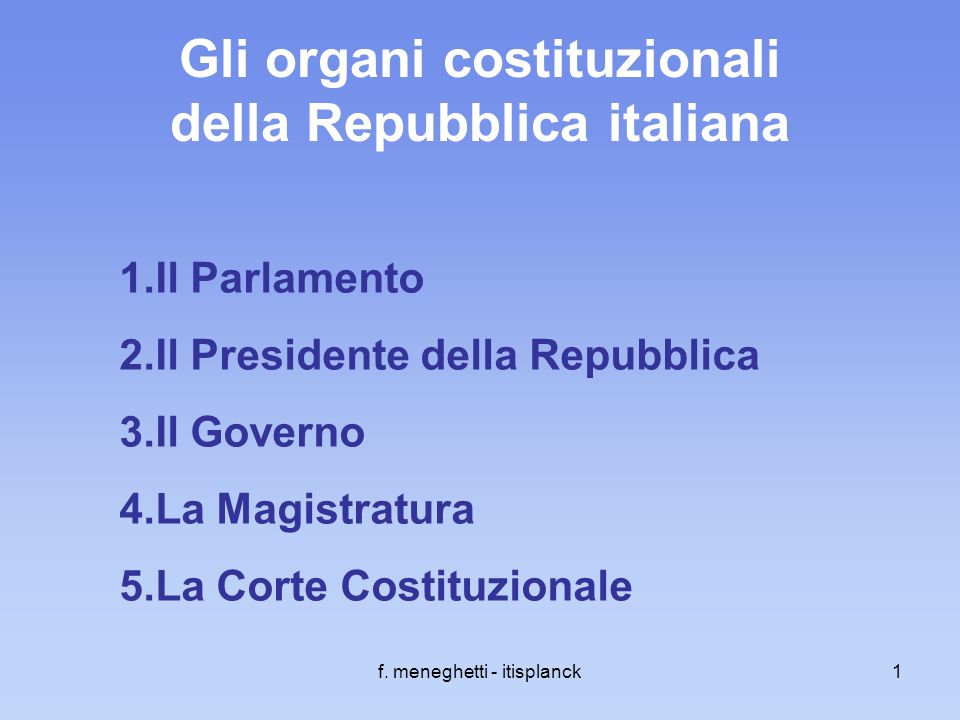 Gli organi costituzionali della Repubblica italiana