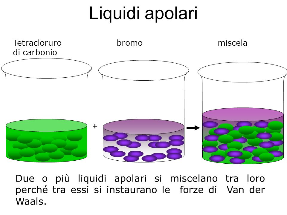 Liquidi apolari Tetracloruro bromo miscela. di carbonio.