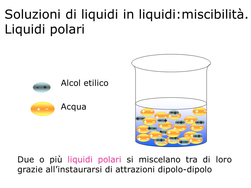 Soluzioni di liquidi in liquidi:miscibilità. Liquidi polari