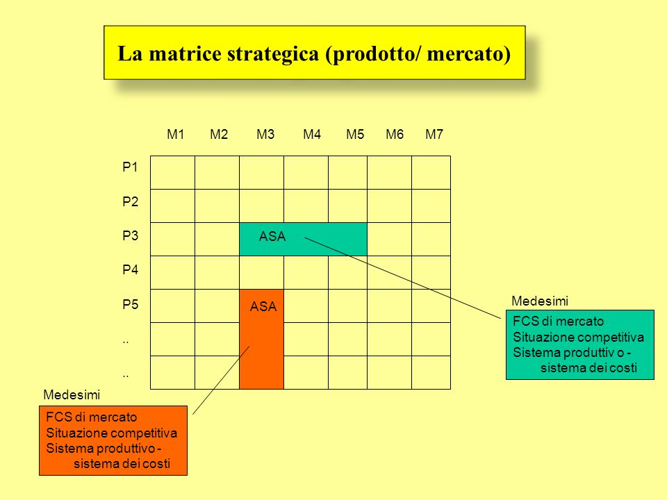 La matrice strategica (prodotto/ mercato)