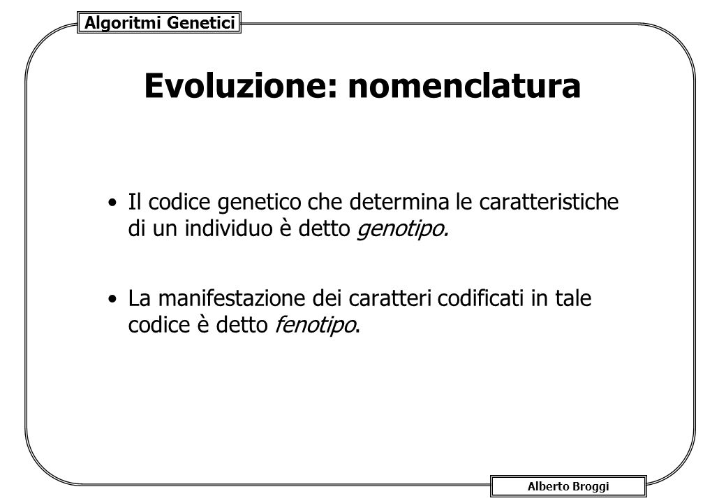 Evoluzione: nomenclatura