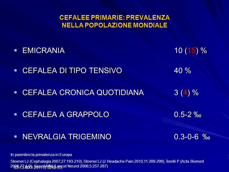 MANAGEMENT DELLE CEFALEE IN MEDICINA GENERALE Panconesi Alessandro ...