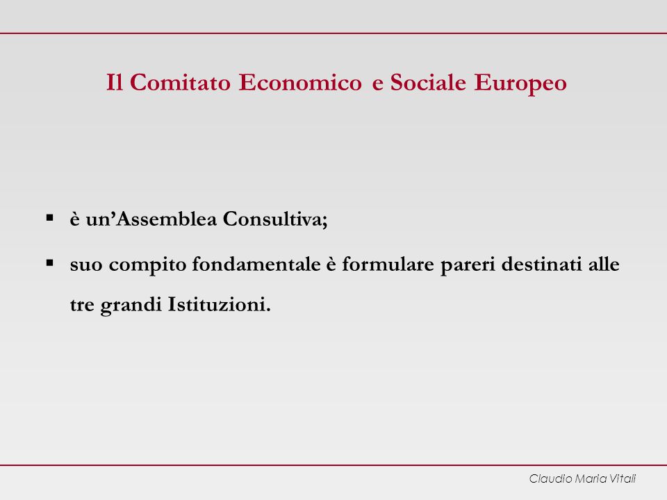 Il Comitato Economico e Sociale Europeo