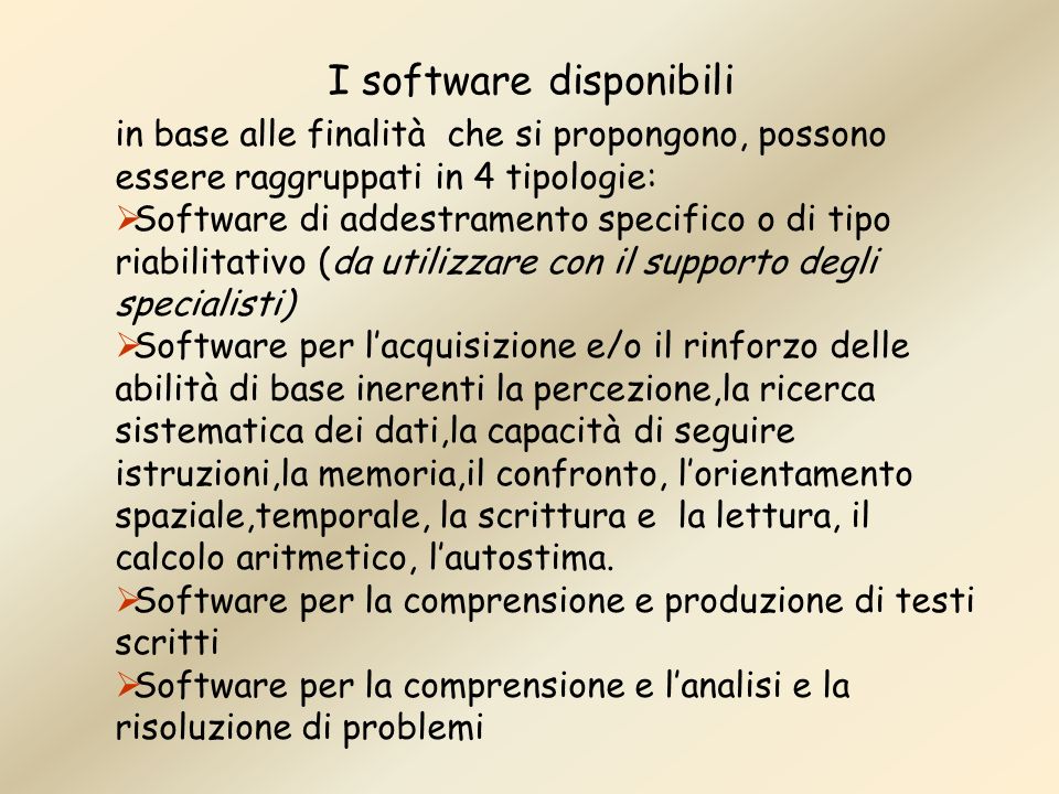 I software disponibili