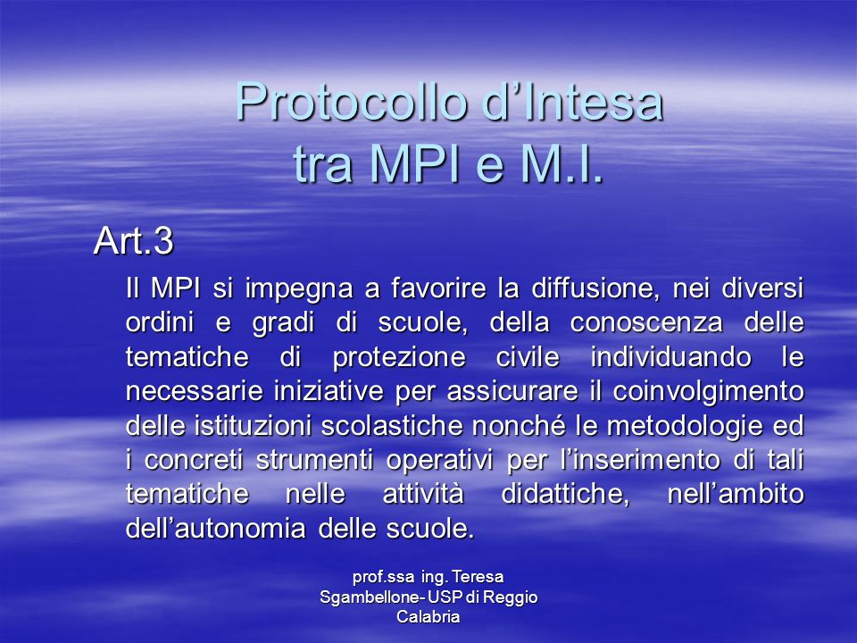 Protocollo d’Intesa tra MPI e M.I.