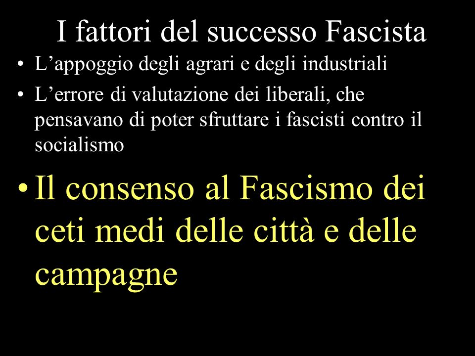 I fattori del successo Fascista