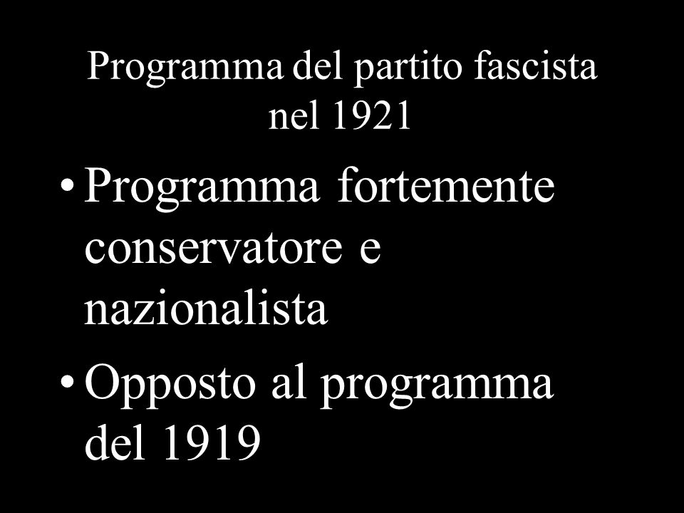 Programma del partito fascista nel 1921