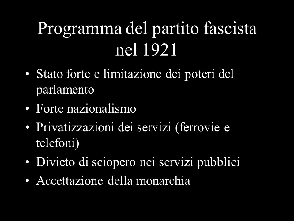 Programma del partito fascista nel 1921