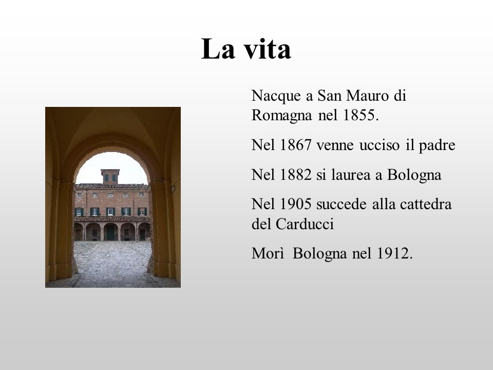 La vita Nacque a San Mauro di Romagna nel 1855.