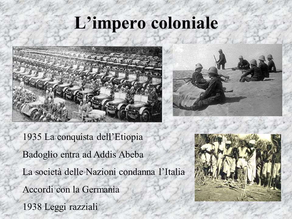 L’impero coloniale 1935 La conquista dell’Etiopia