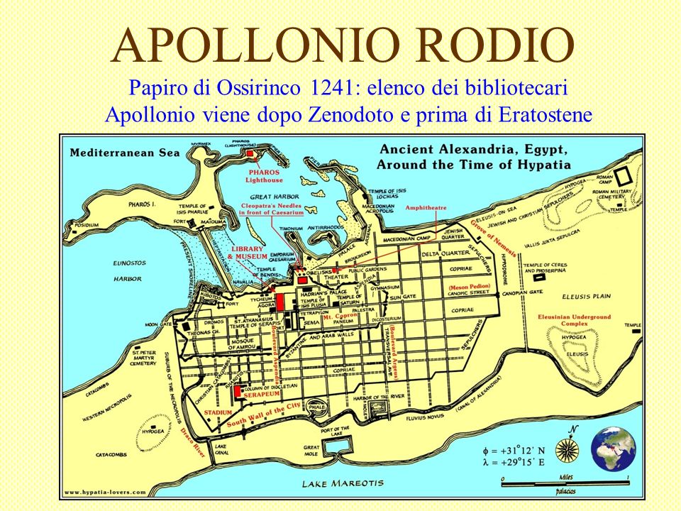 APOLLONIO RODIO Papiro di Ossirinco 1241: elenco dei bibliotecari