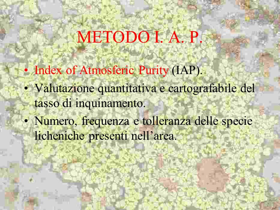 METODO I. A. P. Index of Atmosferic Purity (IAP).