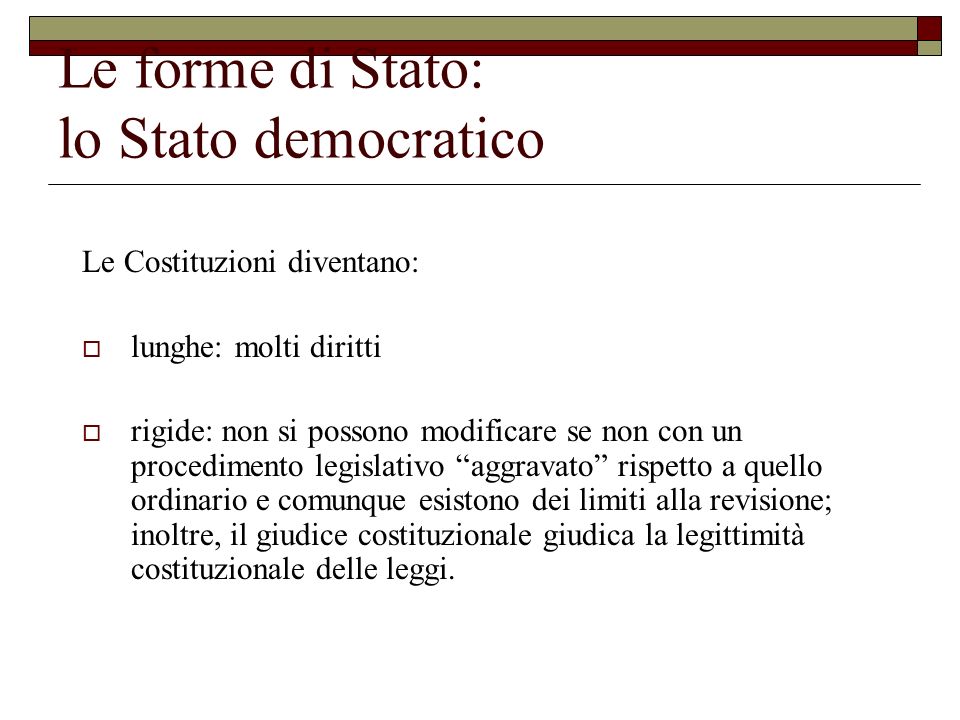 Le forme di Stato: lo Stato democratico