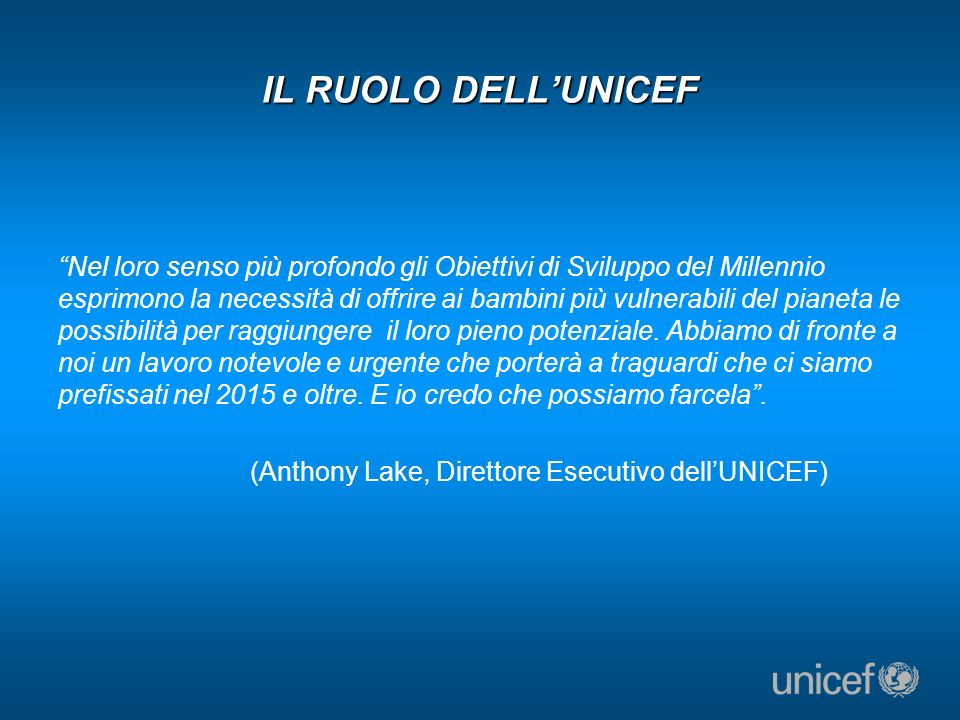 IL RUOLO DELL’UNICEF