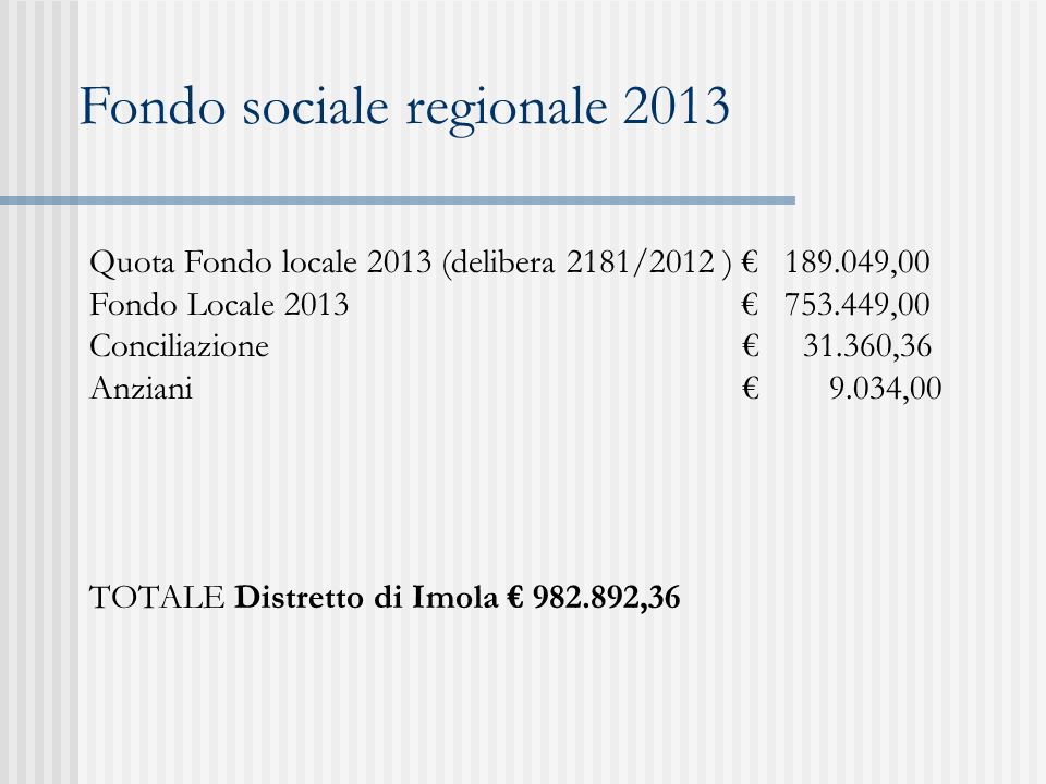 Fondo sociale regionale 2013