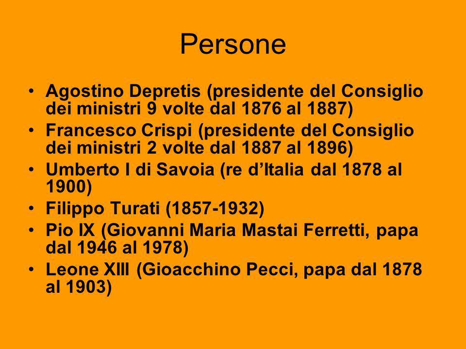 Persone Agostino Depretis (presidente del Consiglio dei ministri 9 volte dal 1876 al 1887)