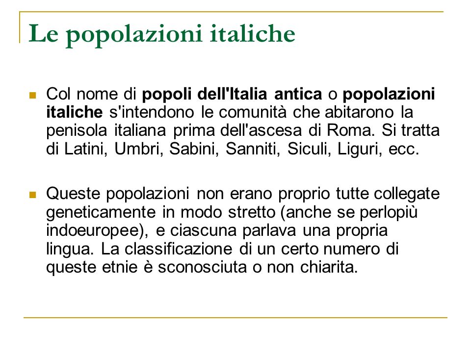 Le popolazioni italiche