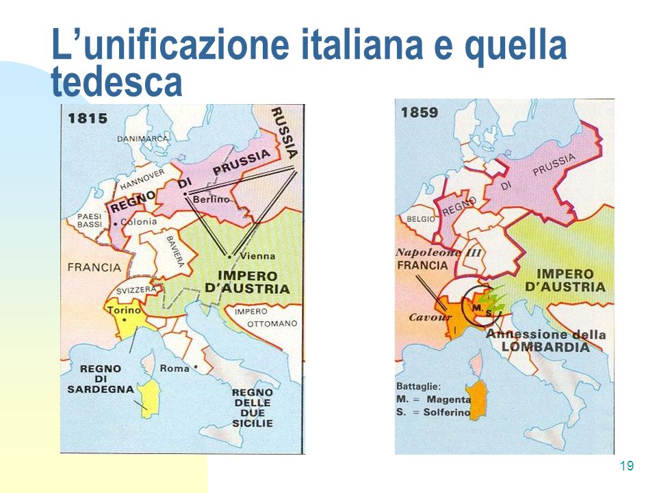 L’unificazione italiana e quella tedesca