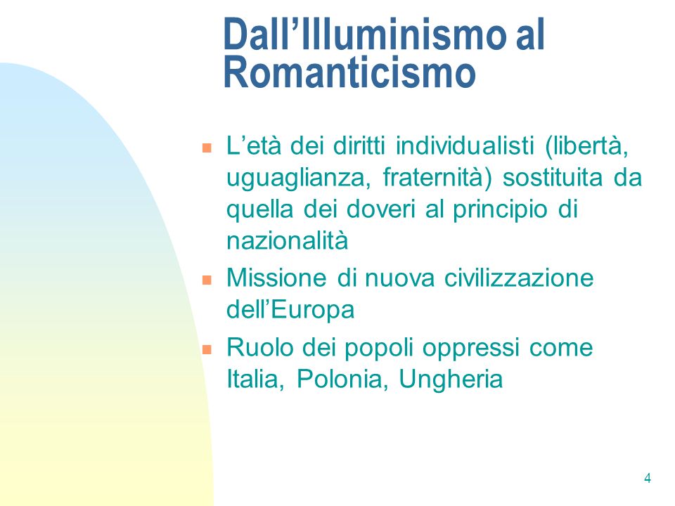 Dall’Illuminismo al Romanticismo