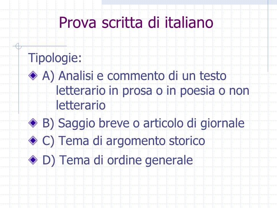 Prova scritta di italiano
