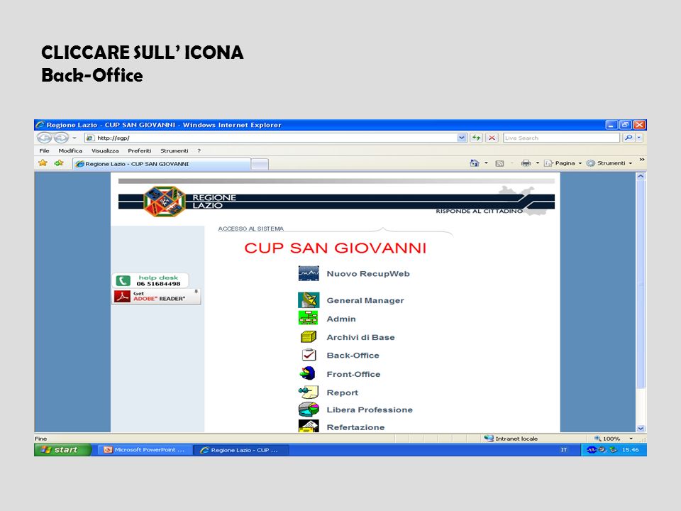 CLICCARE SULL’ ICONA Back-Office