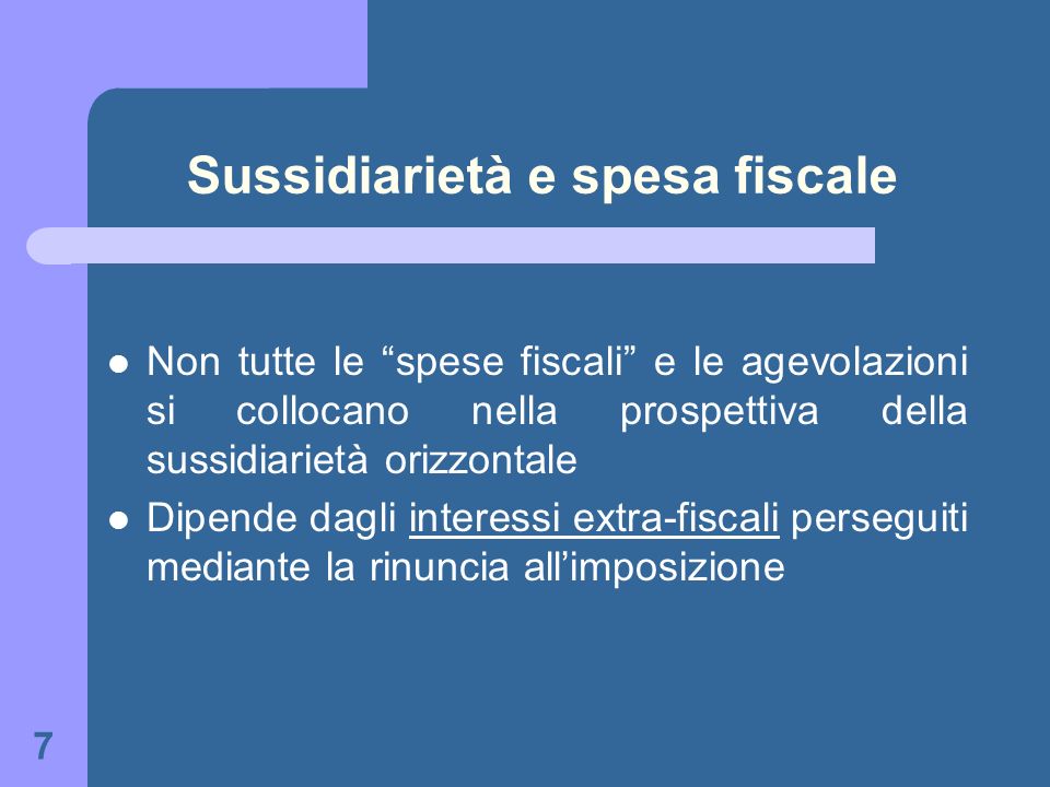 Sussidiarietà e spesa fiscale