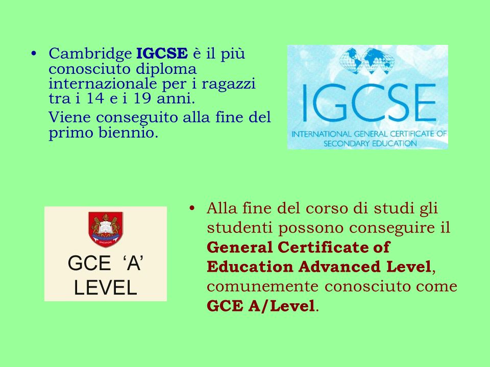 Cambridge IGCSE è il più conosciuto diploma internazionale per i ragazzi tra i 14 e i 19 anni.