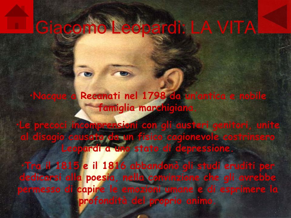 Giacomo Leopardi: LA VITA