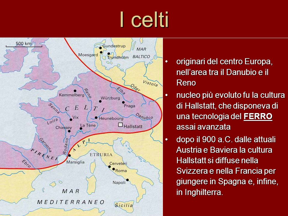 I celti originari del centro Europa, nell’area tra il Danubio e il Reno.