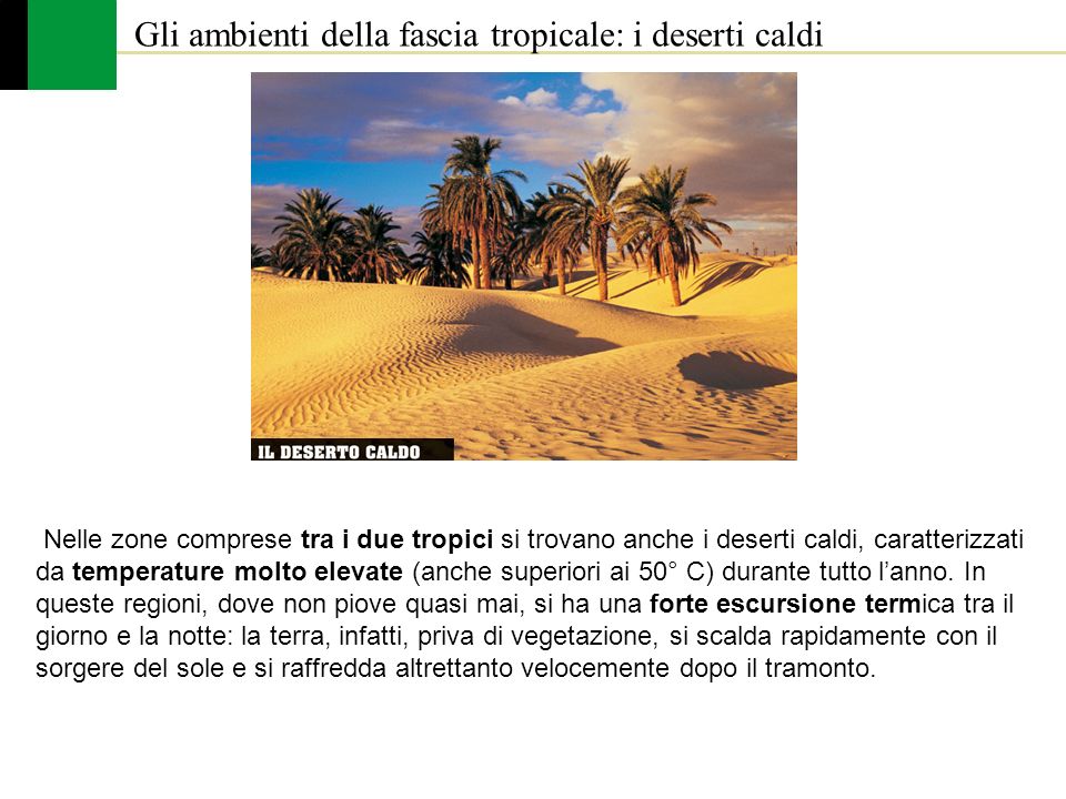 Gli ambienti della fascia tropicale: i deserti caldi
