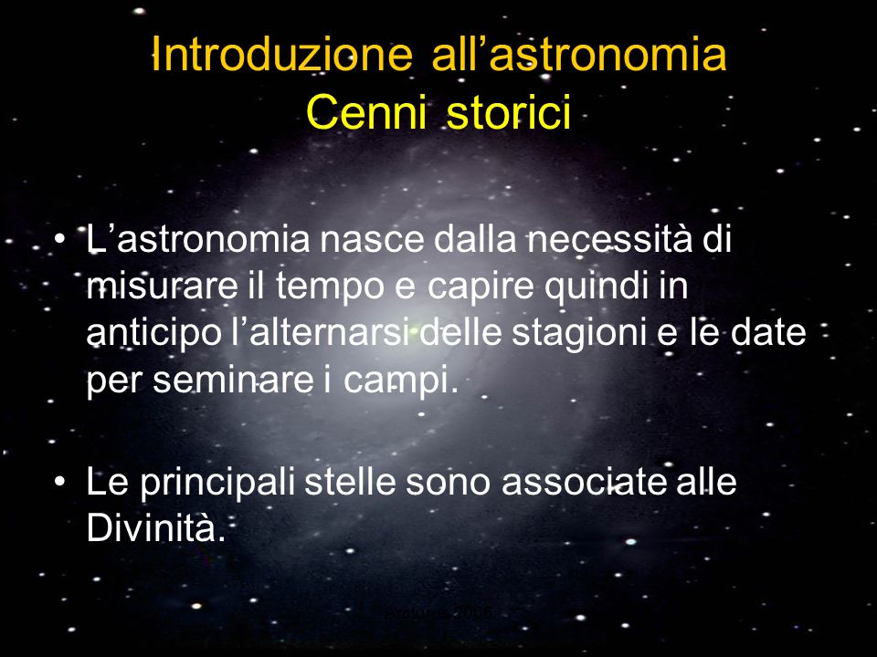 Introduzione all’astronomia Cenni storici
