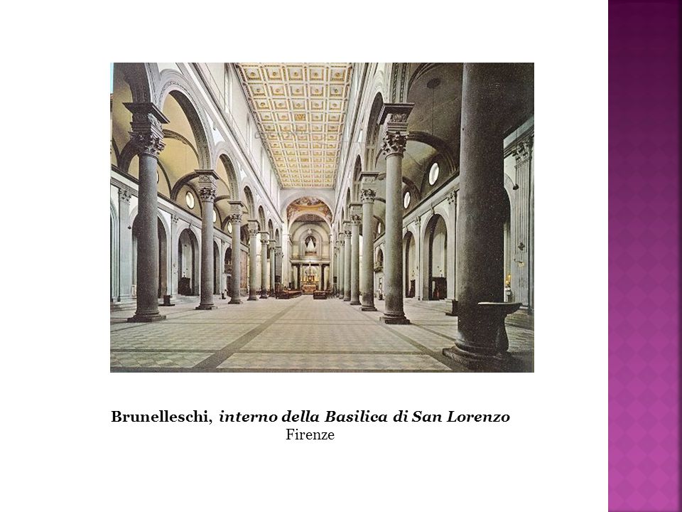 Brunelleschi, interno della Basilica di San Lorenzo
